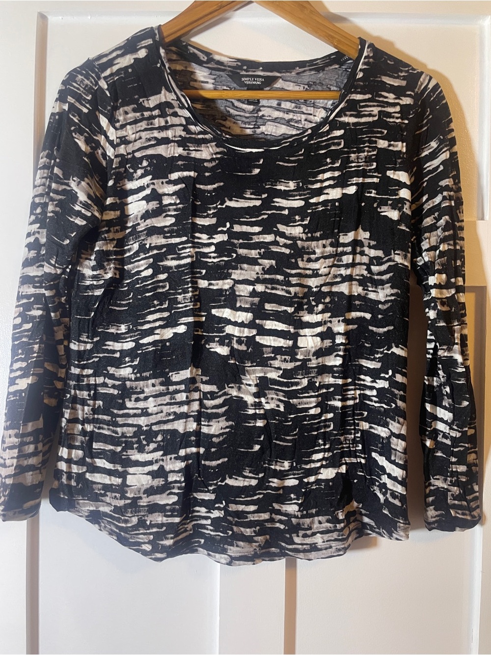 Simply Vera Vera Wang Black & White Abstract Long-Sleeve Tee